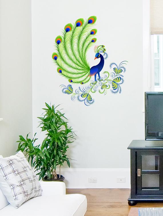 peacock feather wall sticker & decal - 16576421 - Zoom Image - 0
