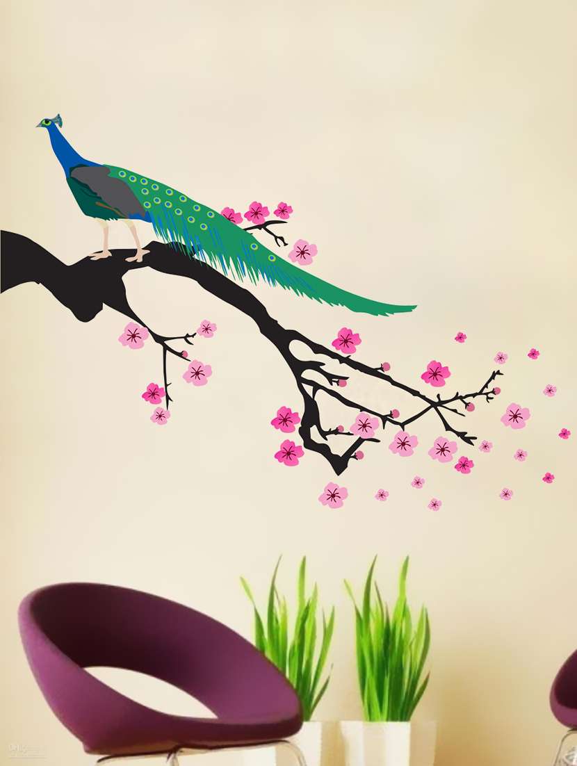 tree with peacock wall sticker & decal  - 16576430 -  Standard Image - 1