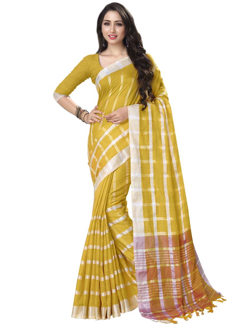checkered printed saree with blouse