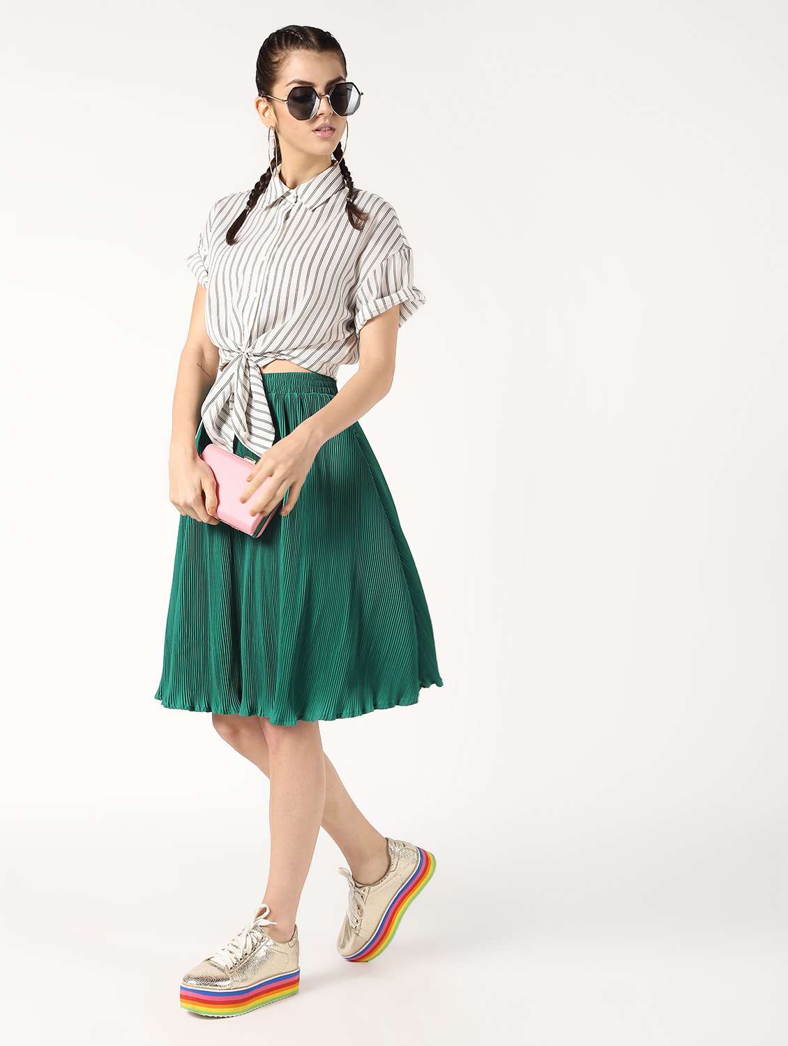 high rise pleated skirt 