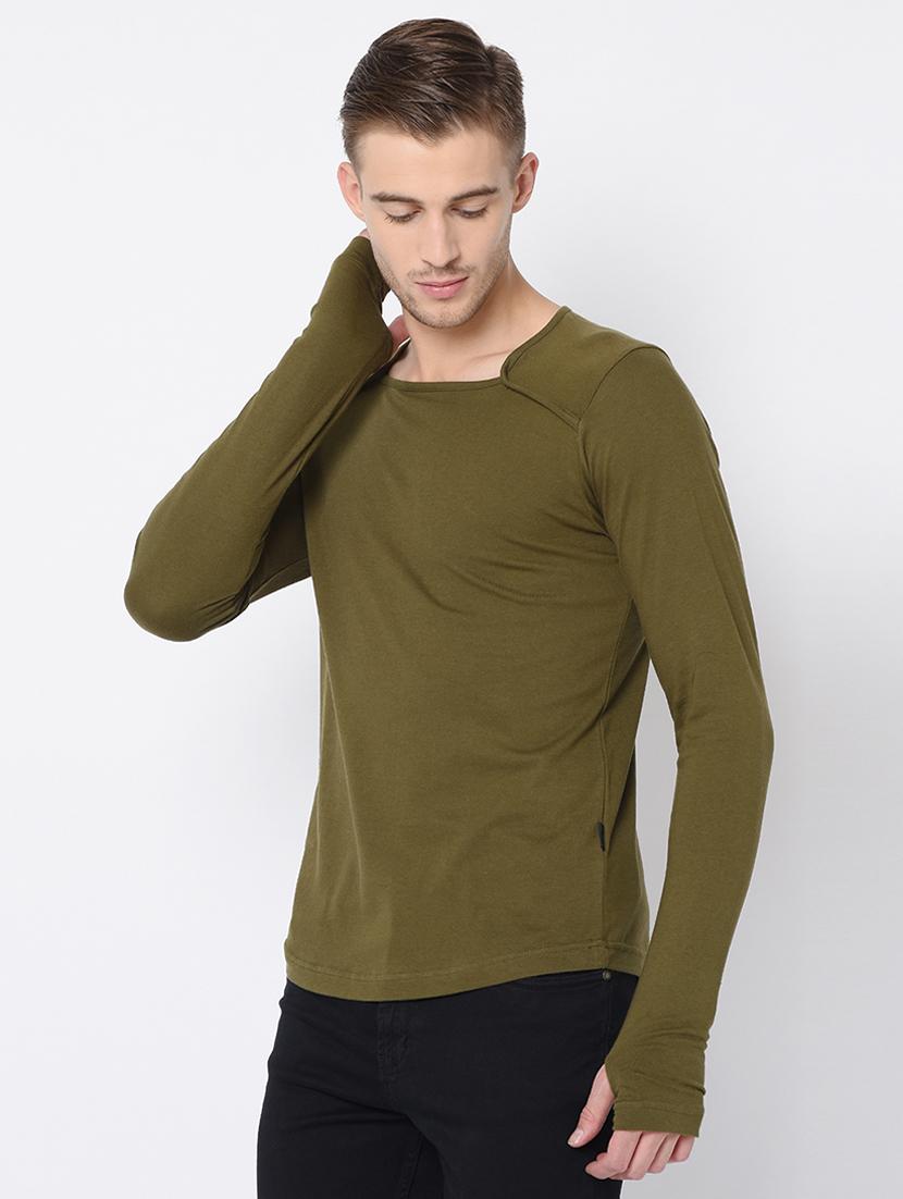 olive green solid t-shirt - 16579618 - Standard Image - 1