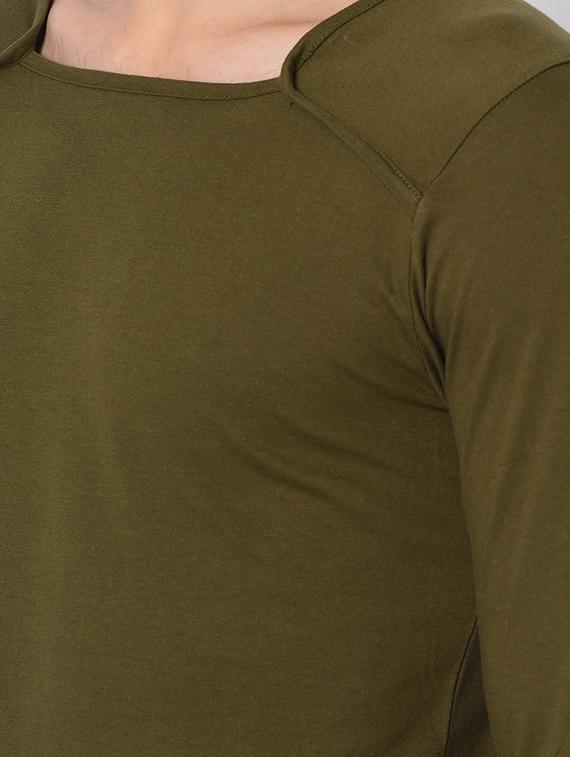 olive green solid t-shirt - 16579618 - Standard Image - 4