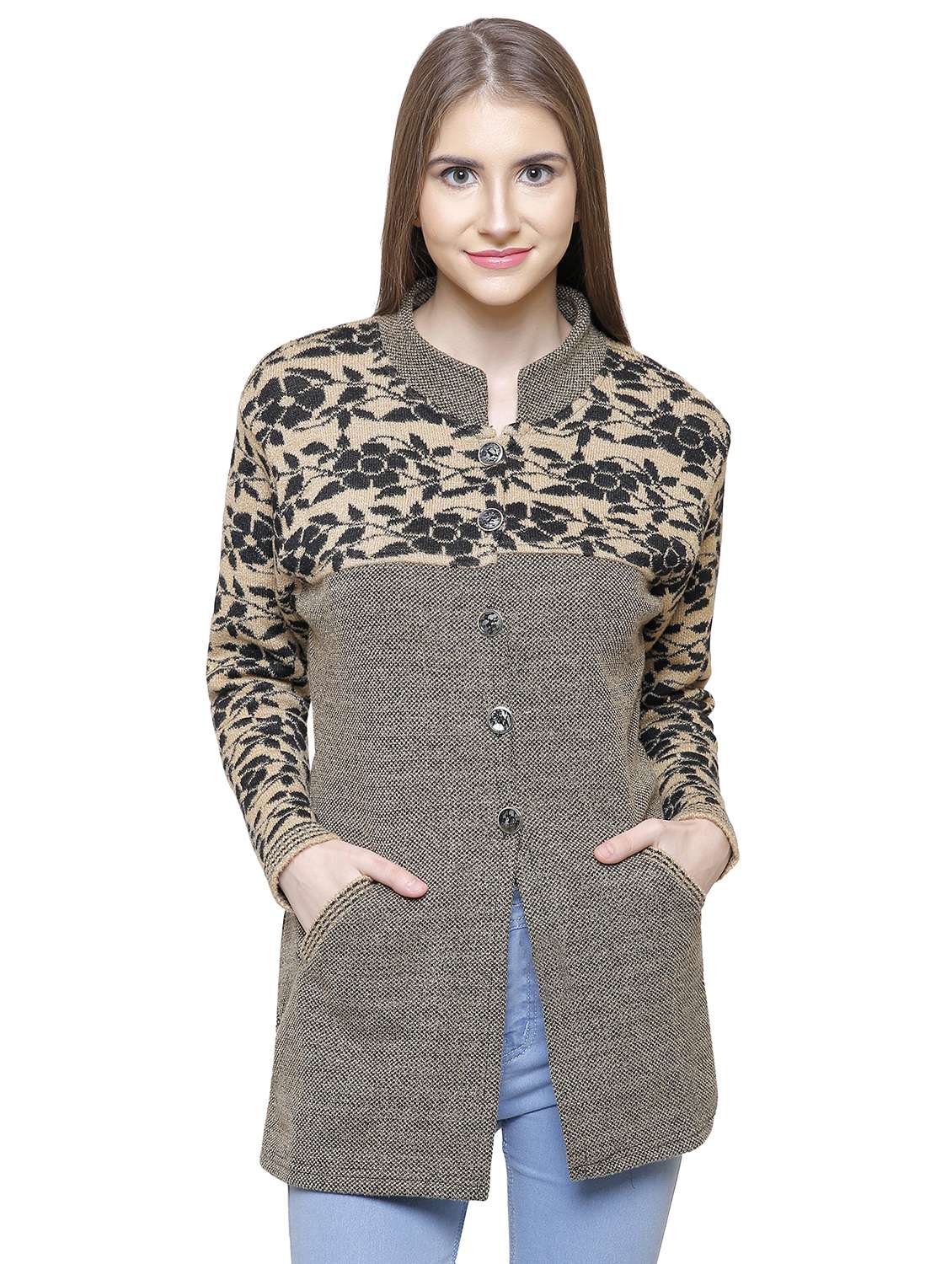 mandarin neck pocket slit cardigan  - 16581386 -  Zoom Image - 0
