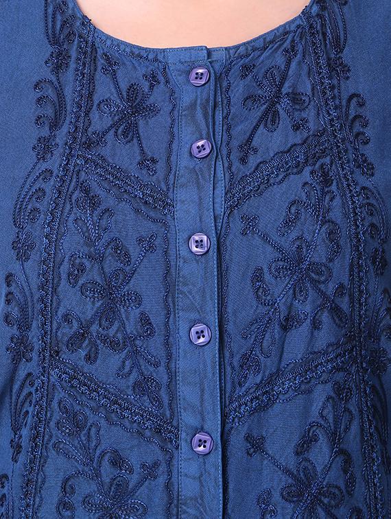 lace insert embroidered detail top - 16581528 - Standard Image - 4