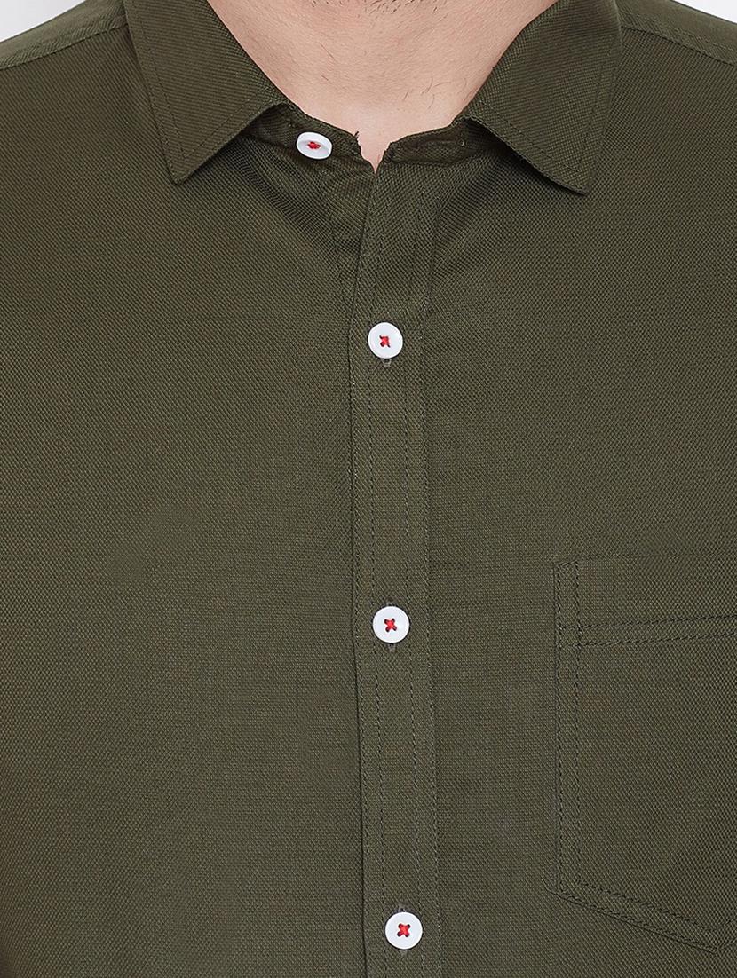 green solid casual shirt - 16584803 - Standard Image - 4