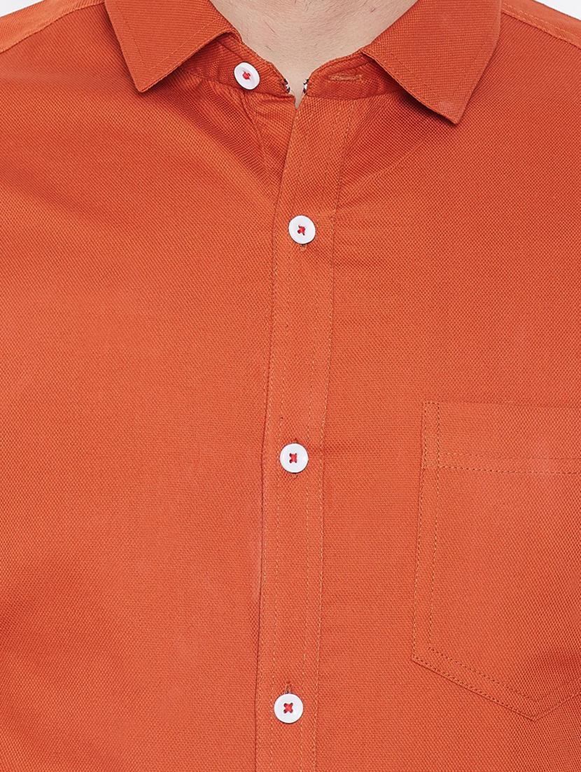 orange solid casual shirt - 16584804 - Standard Image - 4