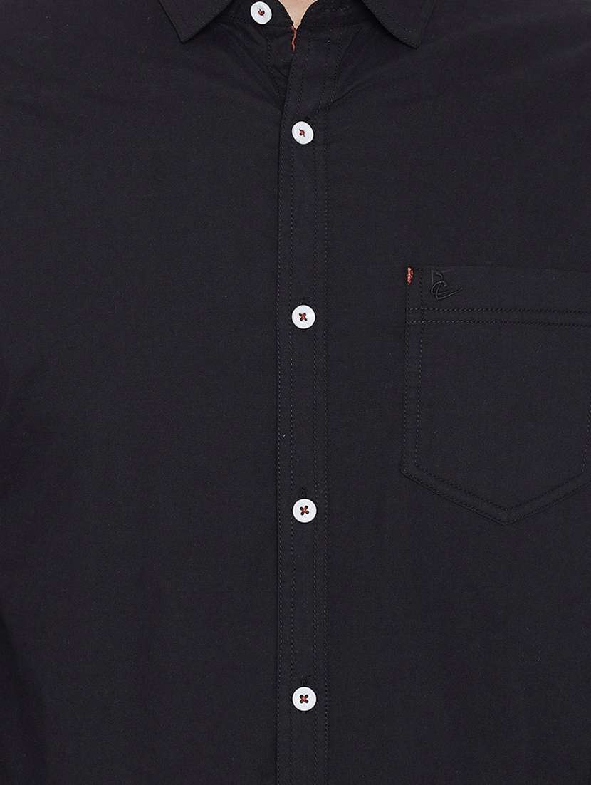 black solid casual shirt - 16584809 - Standard Image - 4