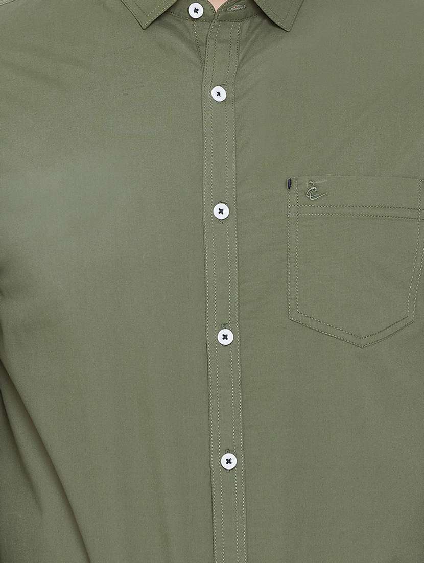 green solid casual shirt - 16584810 - Standard Image - 4
