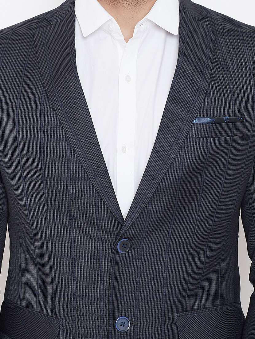 black checkered single breasted casual blazer - 16584848 - Standard Image - 4