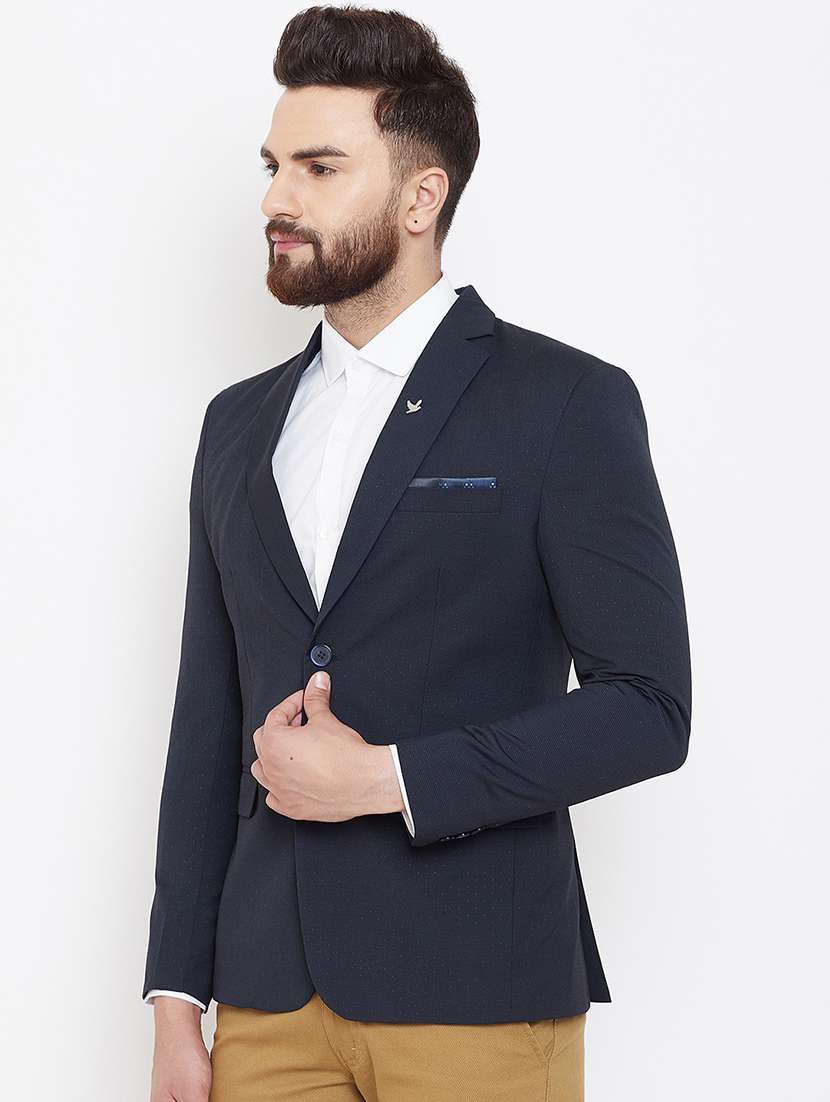 black self design single breasted casual blazer - 16584850 - Standard Image - 1