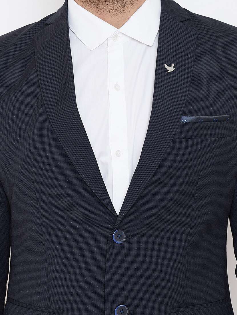 black self design single breasted casual blazer - 16584850 - Standard Image - 4