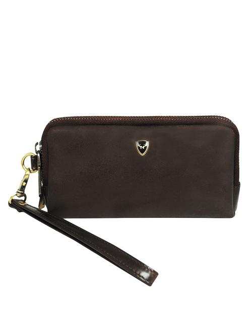 brown leather regular clutch - 16585234 - Standard Image - 0