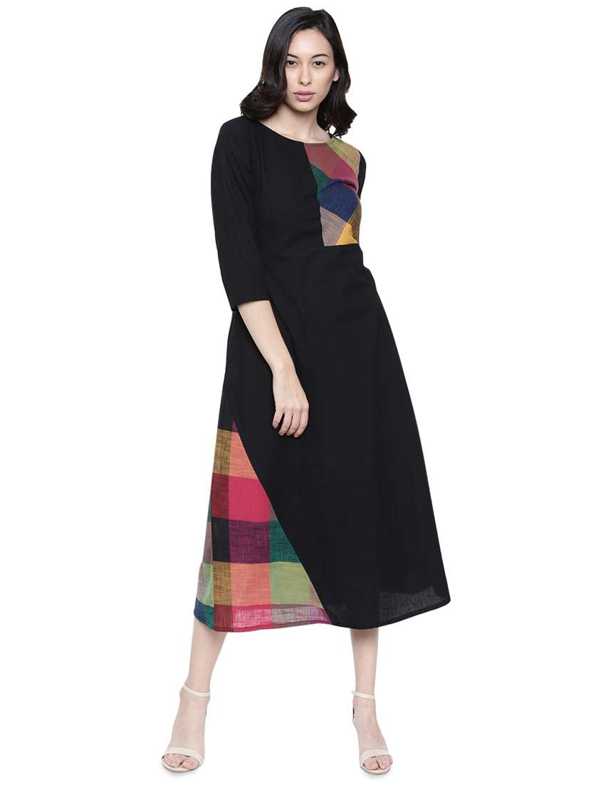 contrast panel a-line dress