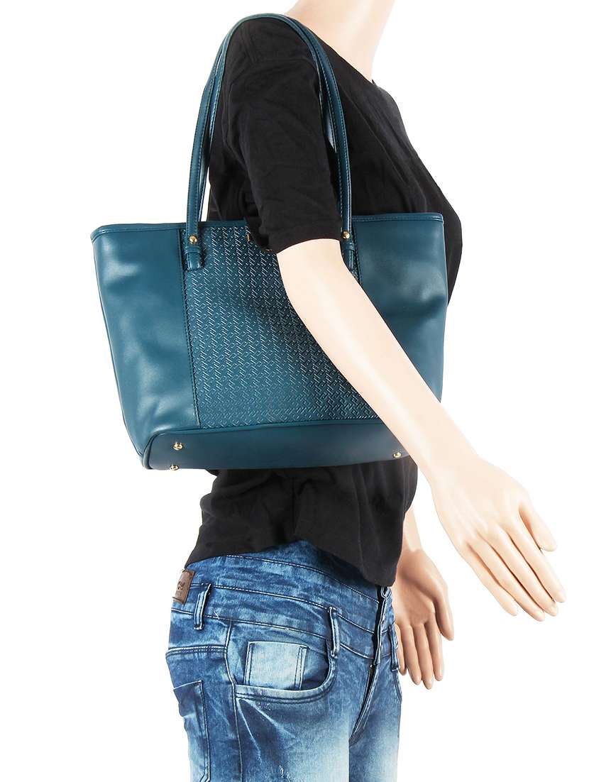 blue leatherette (pu) handbag - 16585729 -  Standard Image - 4