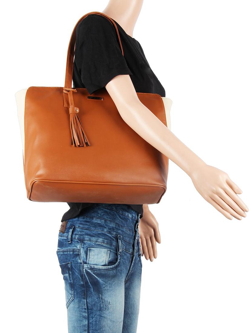 tan leatherette (pu) handbag - 16585740 - Standard Image - 4