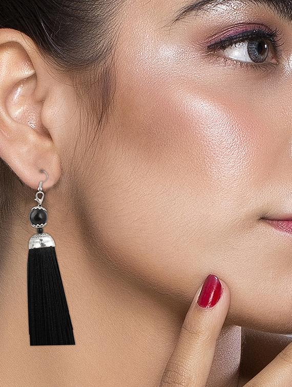 black metal drop earring - 16585763 - Standard Image - 1