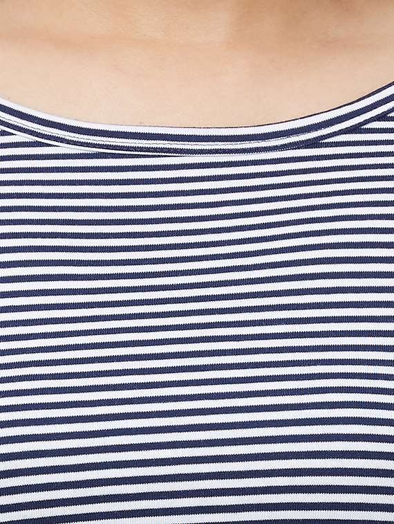 round neck striped a-line dress - 16585859 - Standard Image - 4