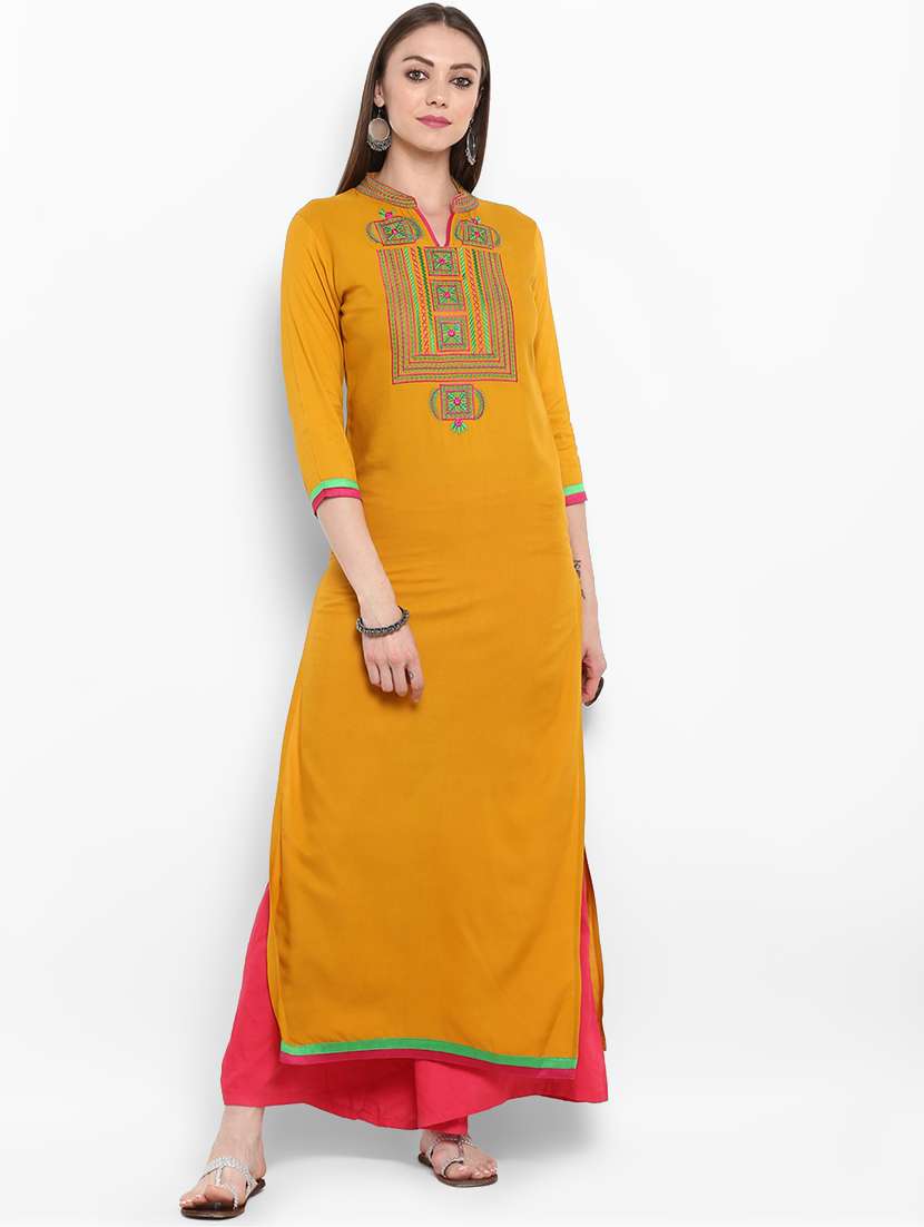 embroidered straight kurta with palazzo set