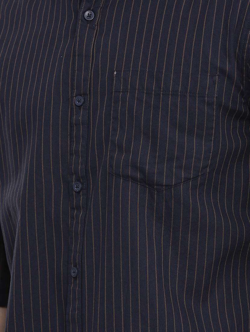 navy blue striped casual shirt - 16588998 - Standard Image - 4