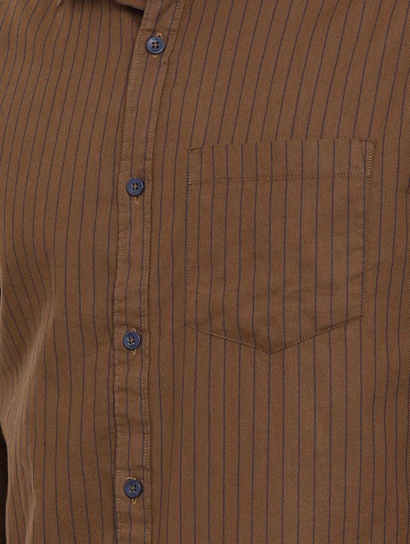 brown striped casual shirt - 16588999 - Standard Image - 4
