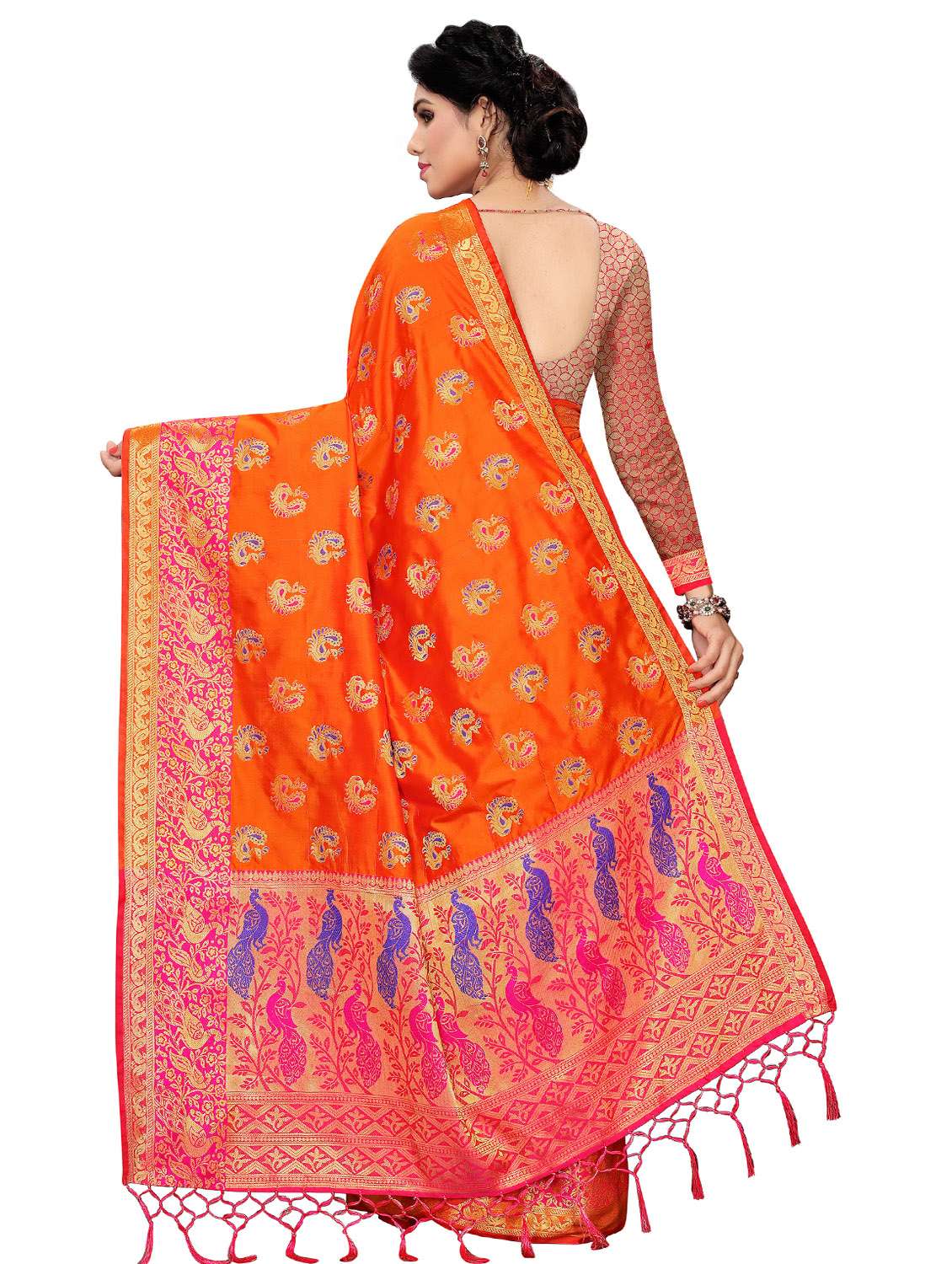 women's self design orange colored saree - 16592175 -  Standard Image - 1