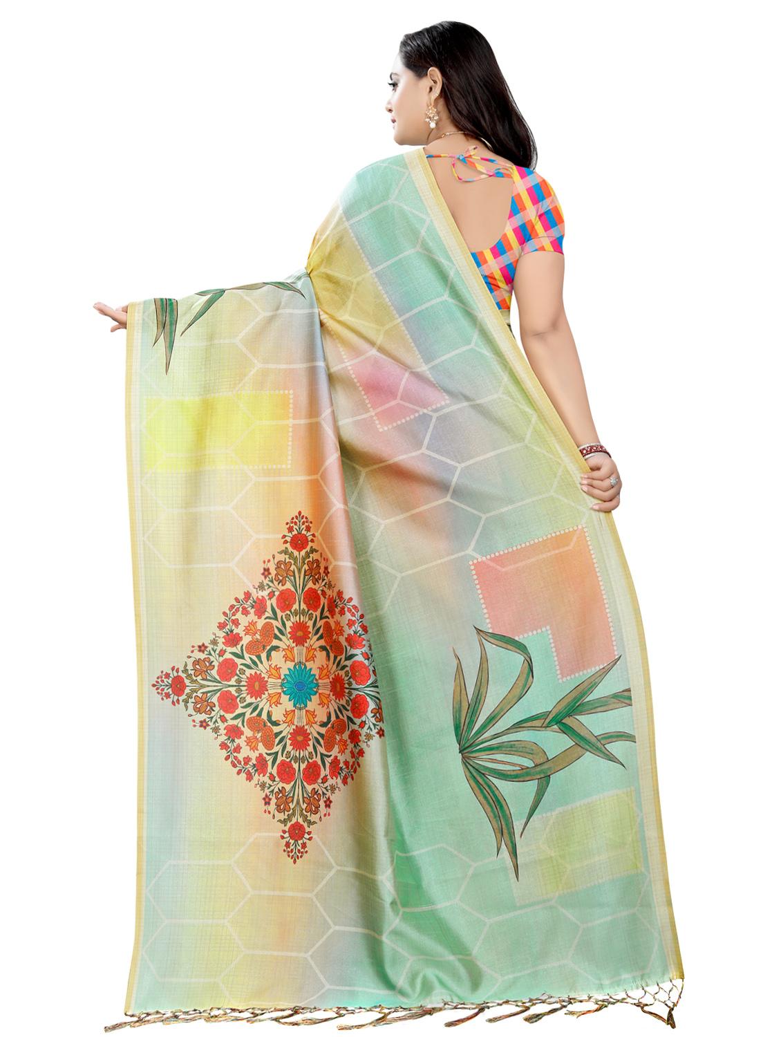 floral printed saree with blouse - 16592627 - Standard Image - 1