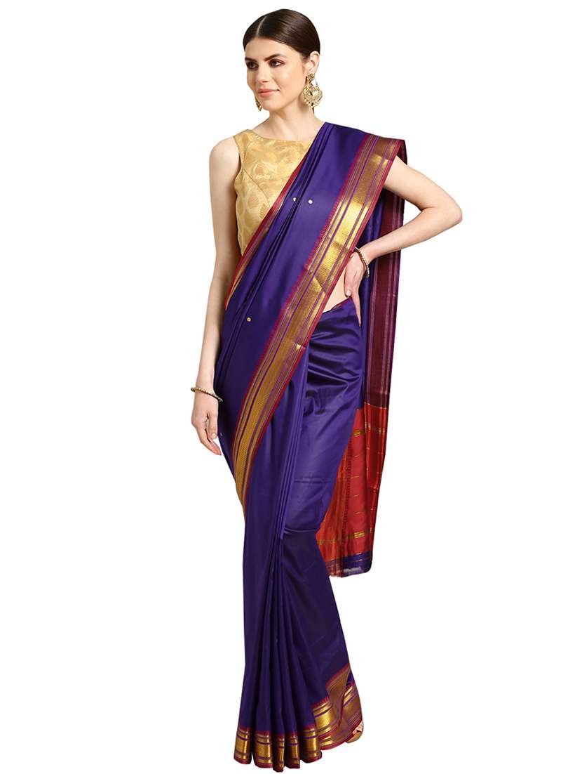 solid bordered saree with blouse