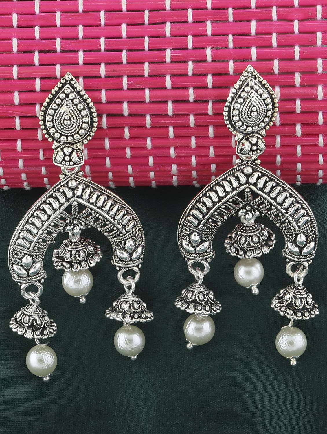 silver metal drop earring - 16596797 -  Zoom Image - 0