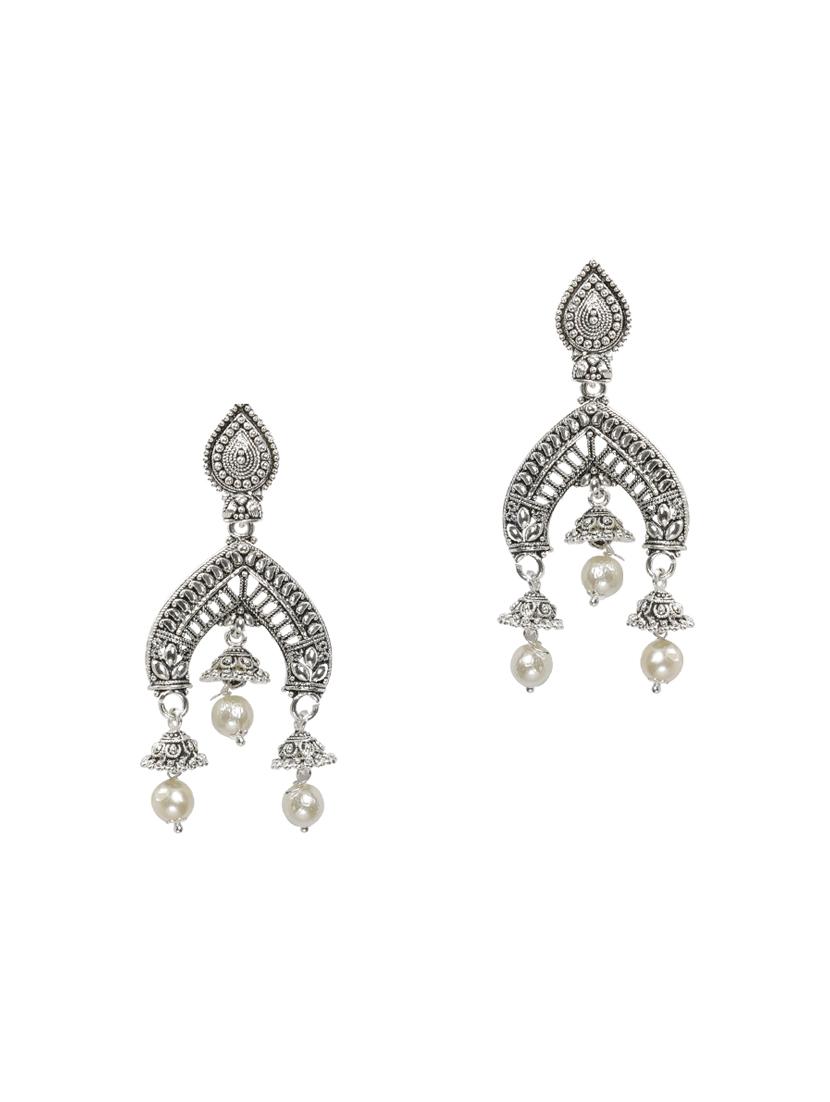 silver metal drop earring - 16596797 - Standard Image - 1