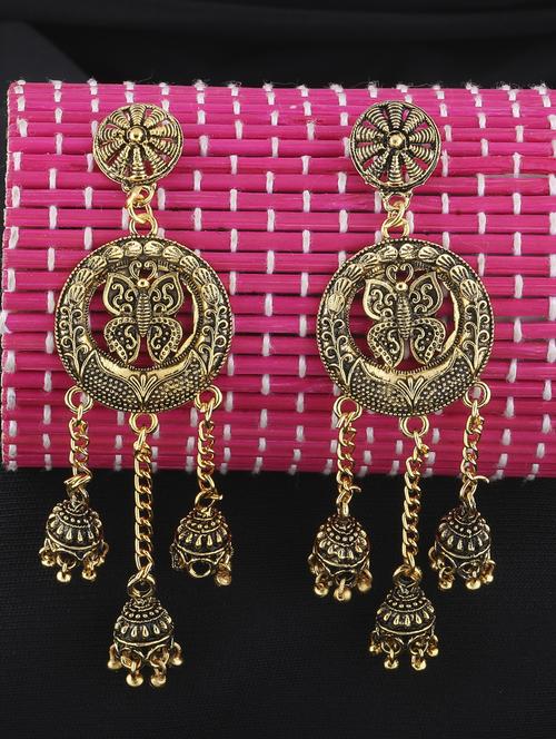gold metal drop earring - 16596801 - Standard Image - 0