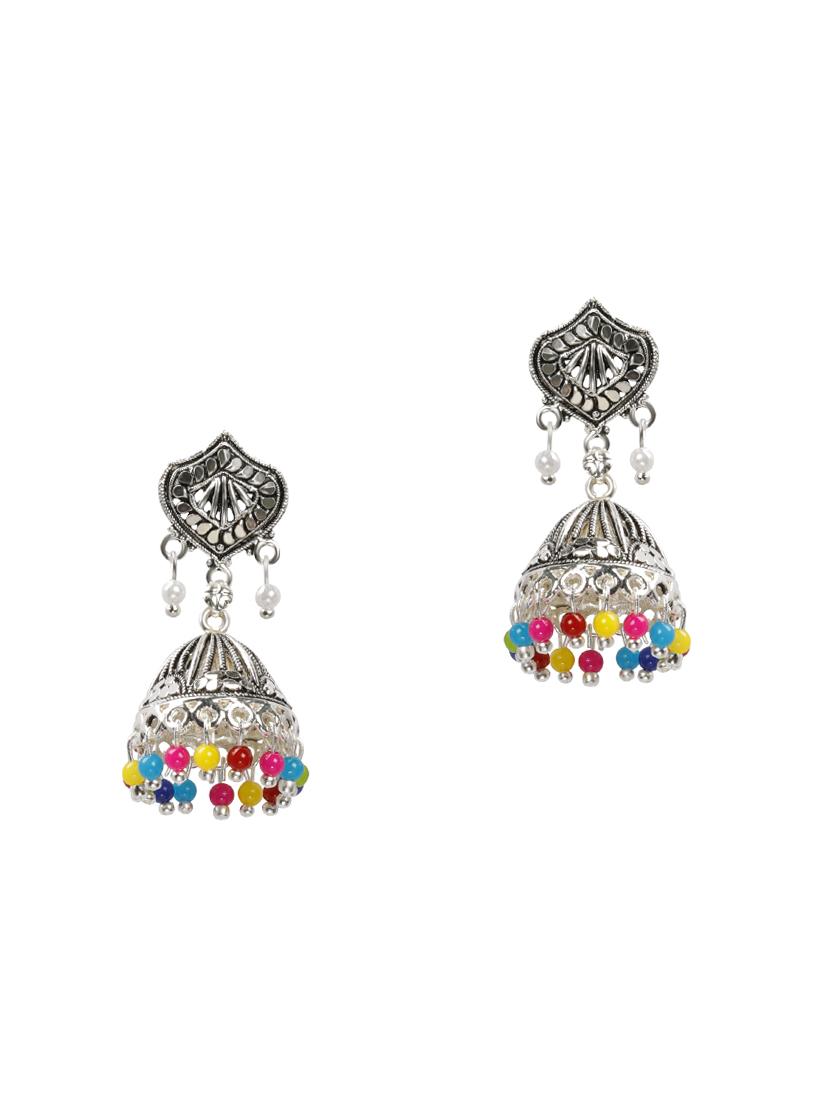 multi colored metal jhumka earring - 16596802 - Standard Image - 1