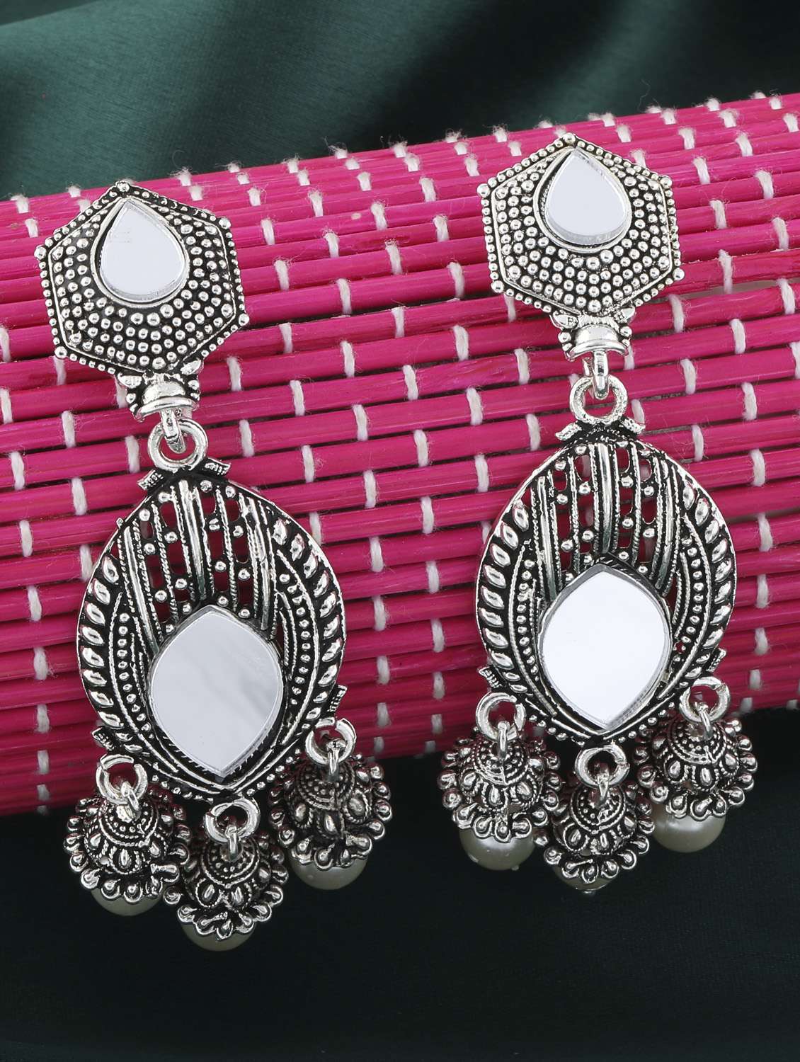 silver metal drop earring - 16596804 - Zoom Image - 0