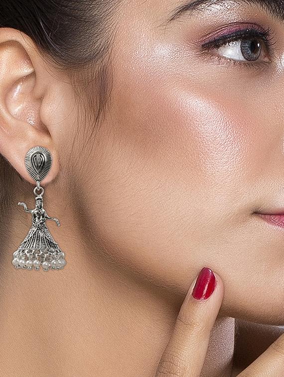 silver metal drop earring - 16596805 - Standard Image - 1