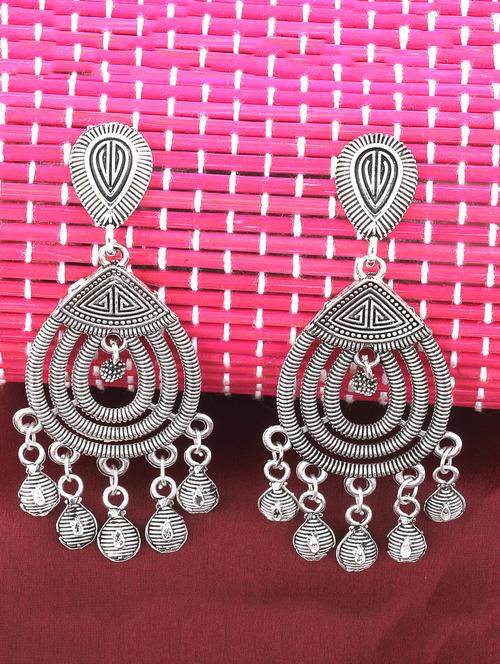 silver metal drop earring - 16596808 - Standard Image - 0