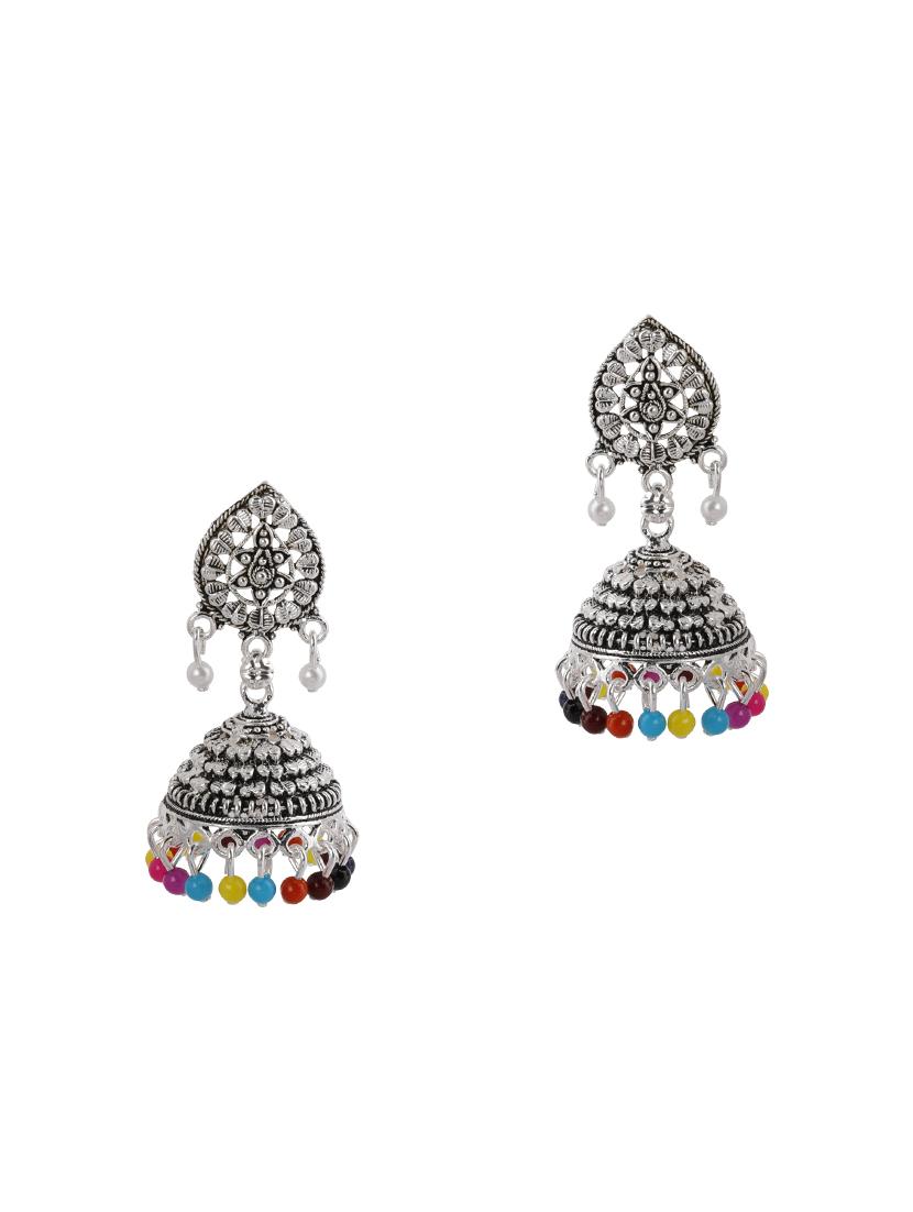 multi colored metal jhumka earring - 16596812 - Standard Image - 1