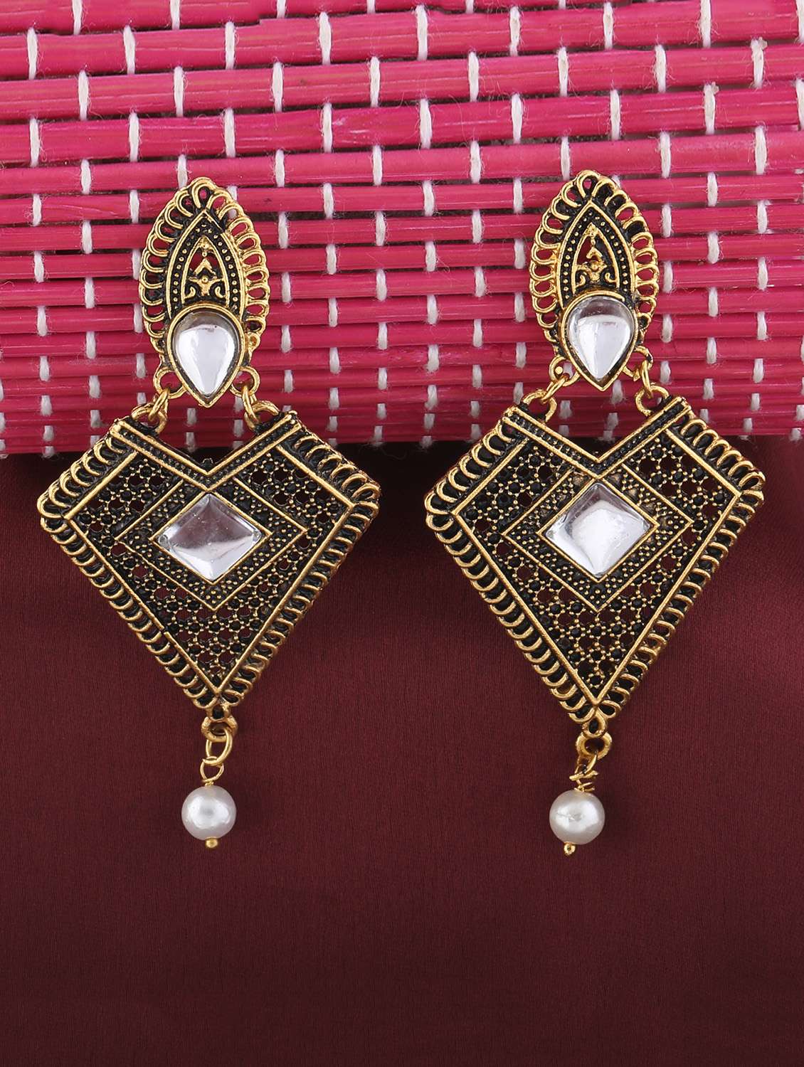 gold metal drop earring - 16596818 - Zoom Image - 0