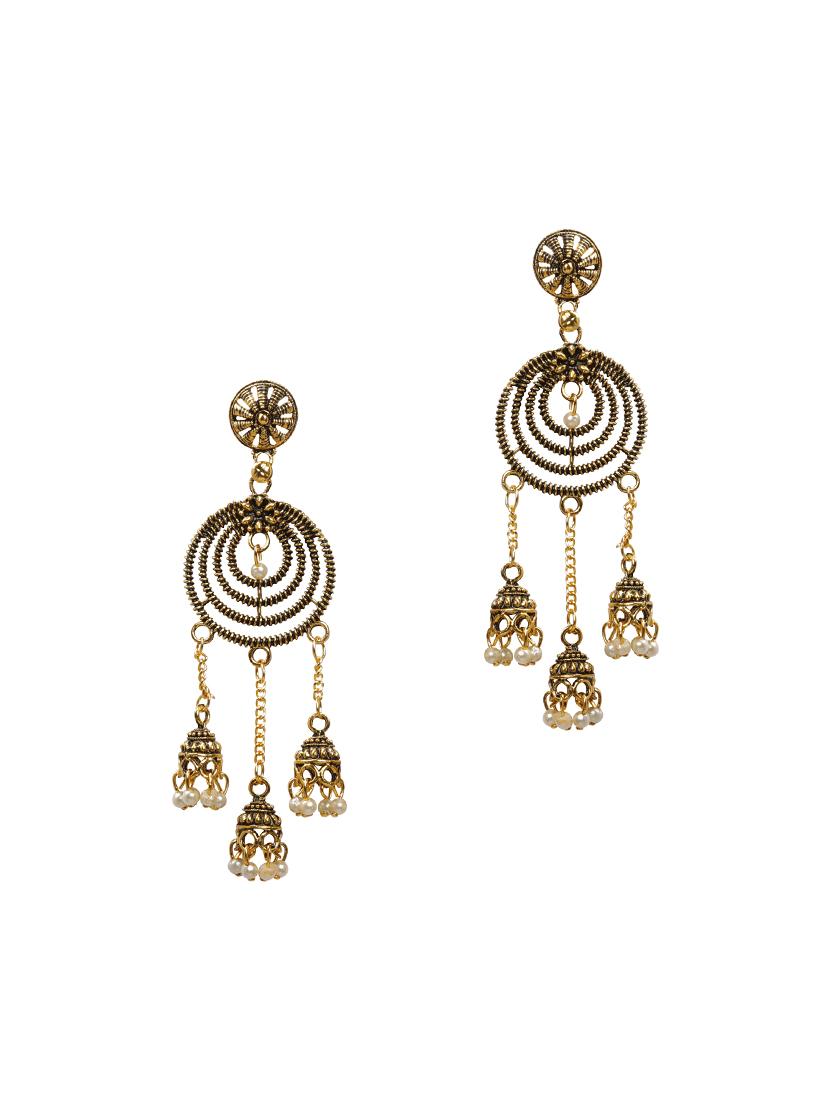 gold metal drop earring - 16596822 - Standard Image - 1