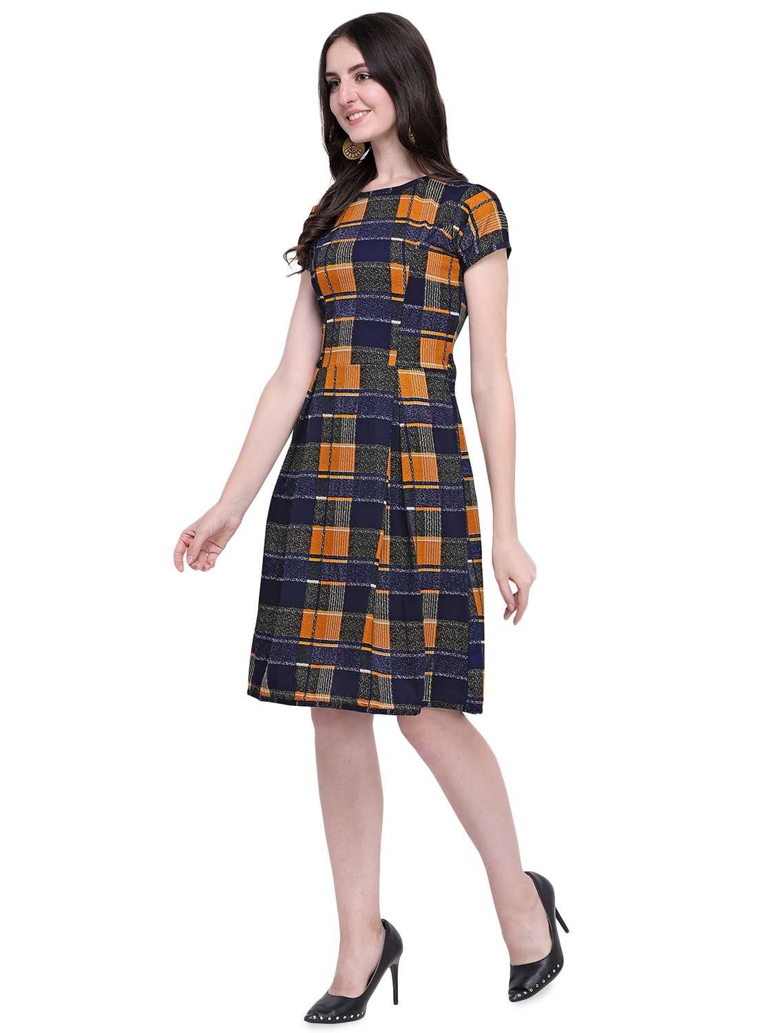 Round Neck Pleated A-line Dress - 16597017 -  Standard Image - 1