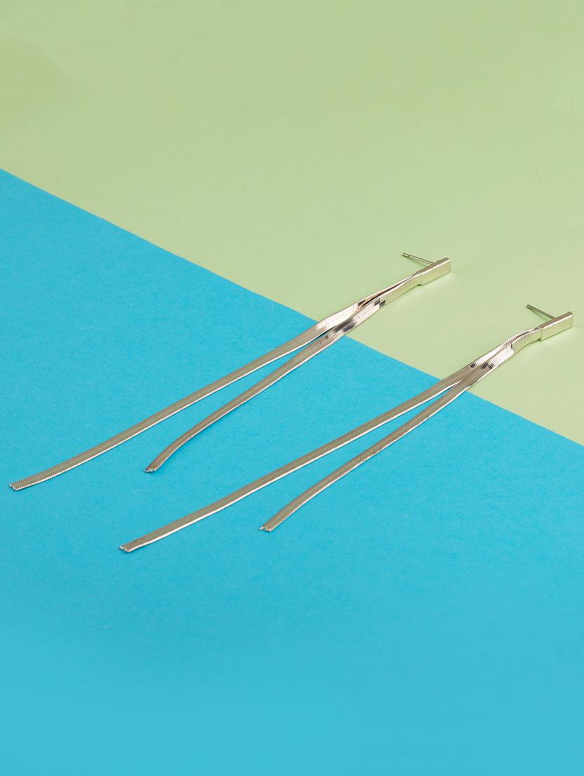 silver metal drop earring - 16597030 -  Zoom Image - 0