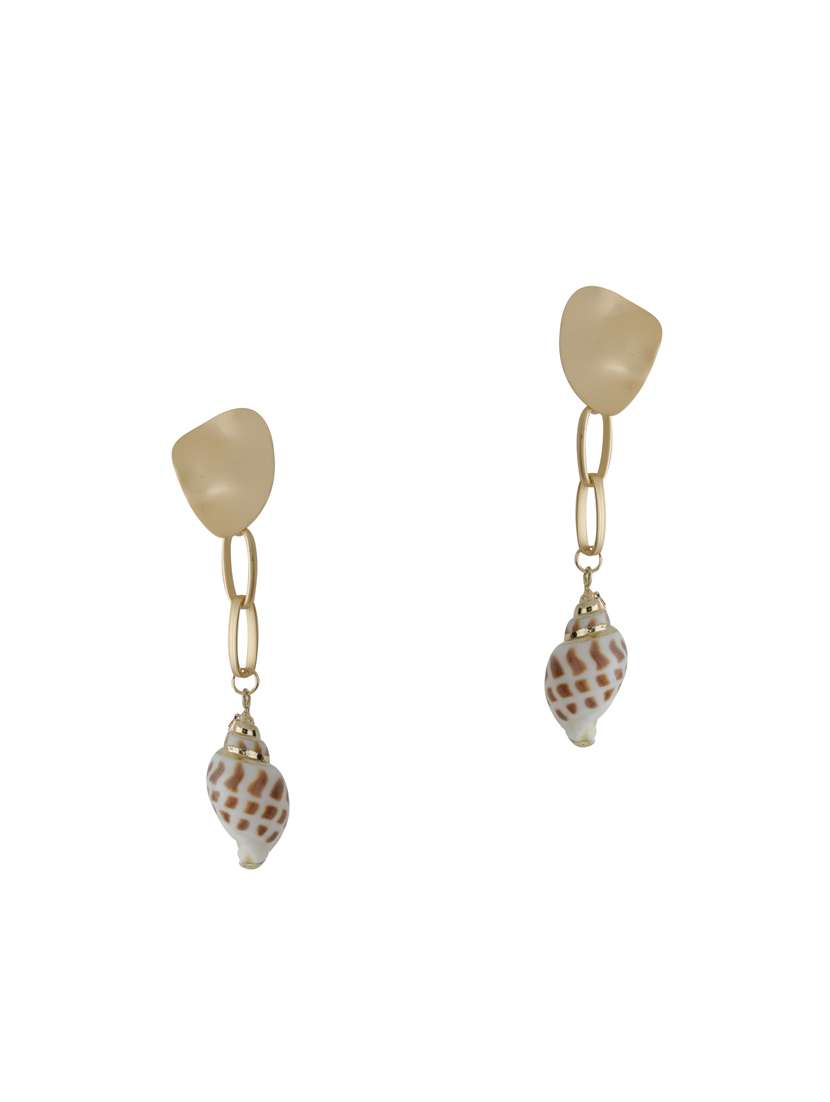gold metal drop earring - 16597031 - Standard Image - 1