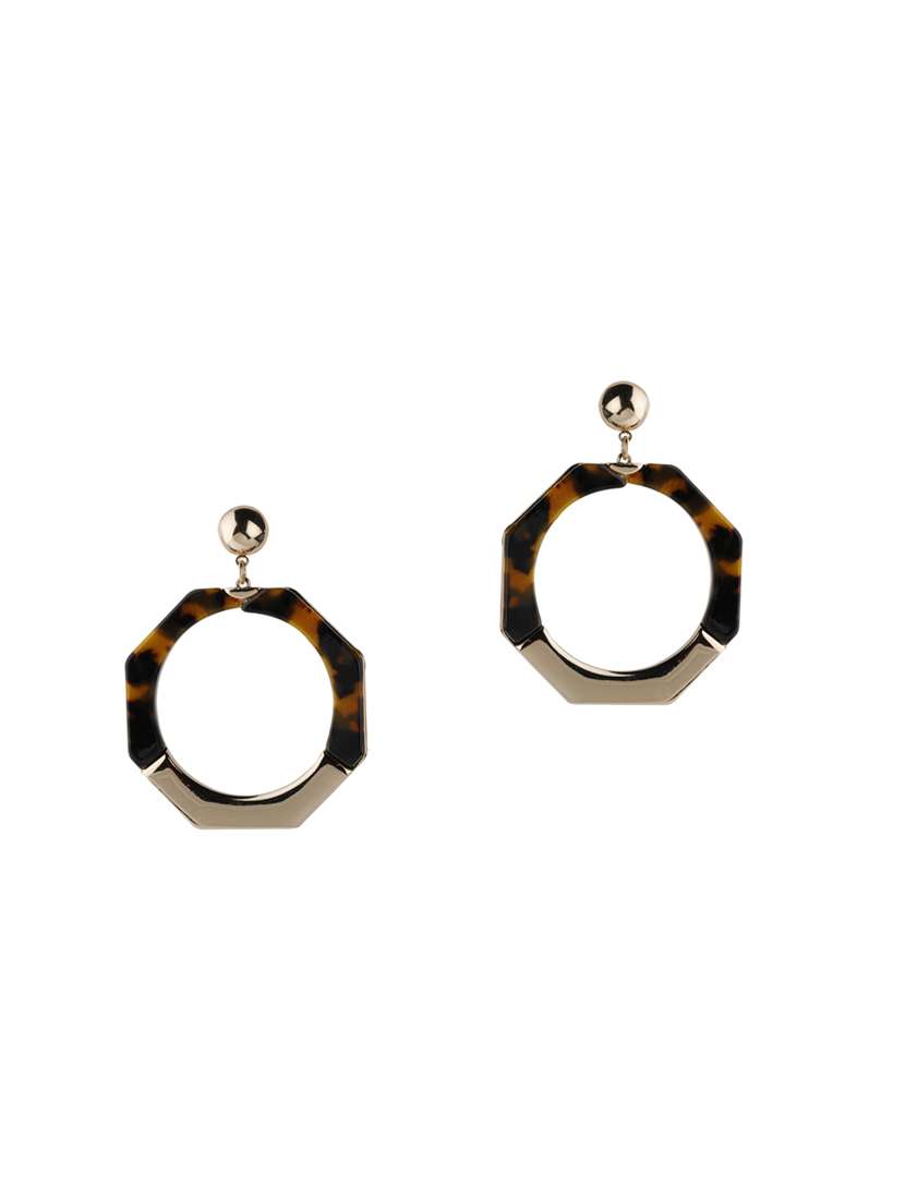 gold metal drop earring - 16597061 - Standard Image - 1