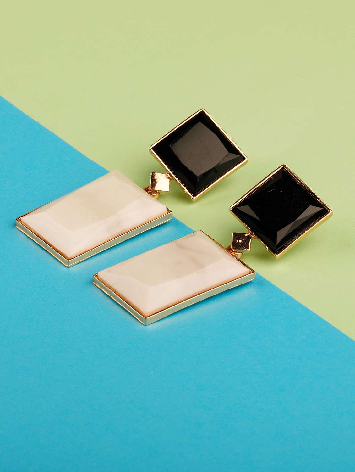 multi colored metal drop earring