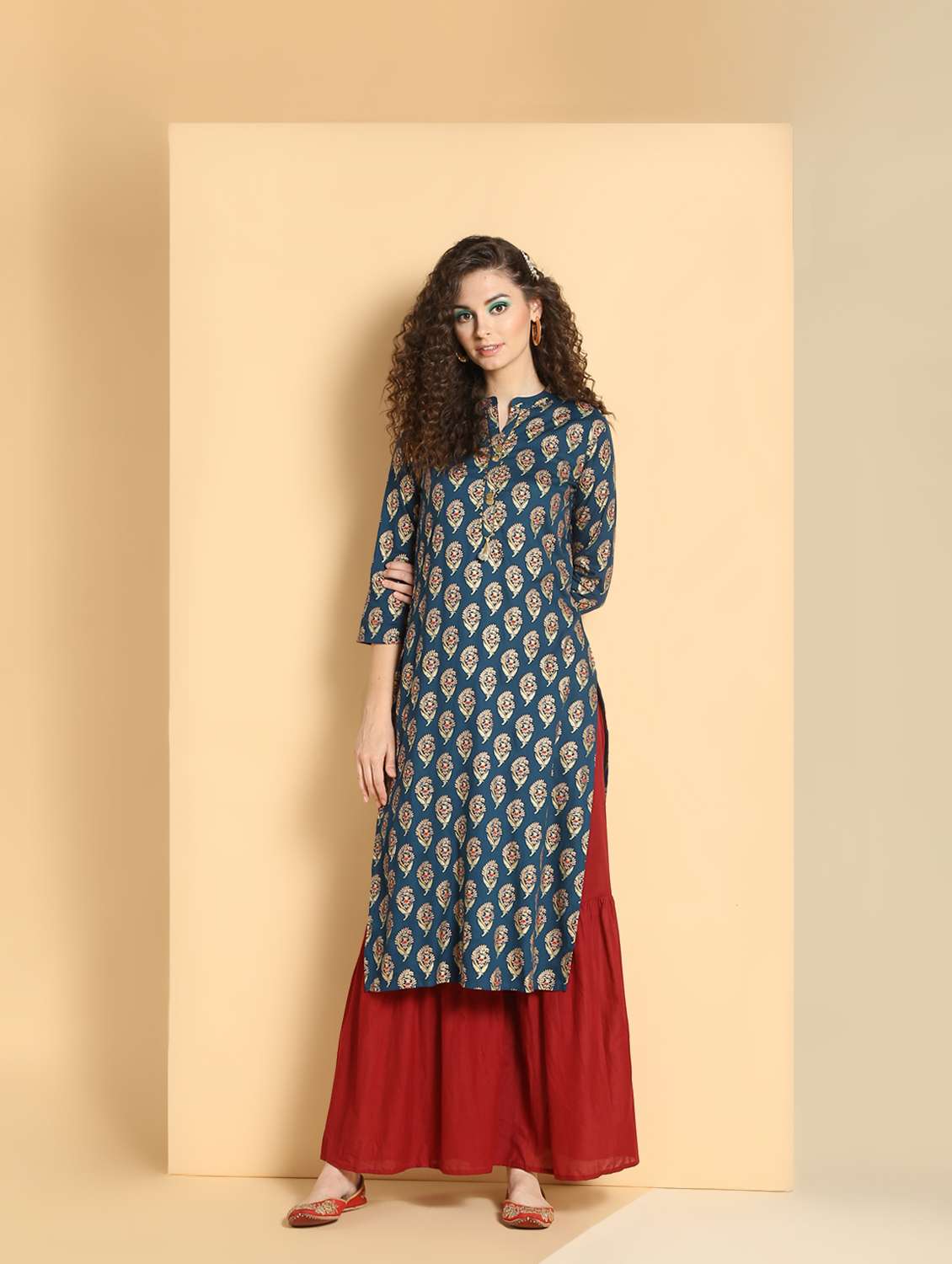 ethnic motif straight kurta