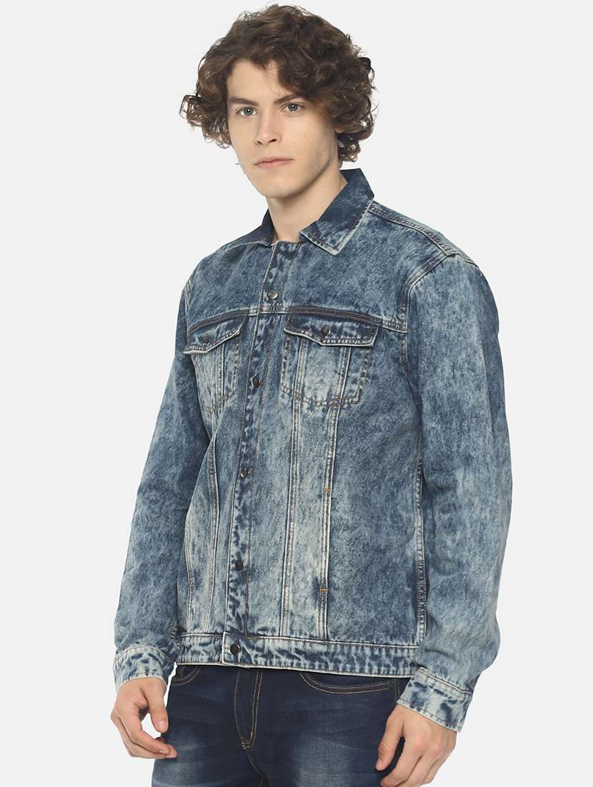blue solid denim jacket - 16598727 -  Standard Image - 1