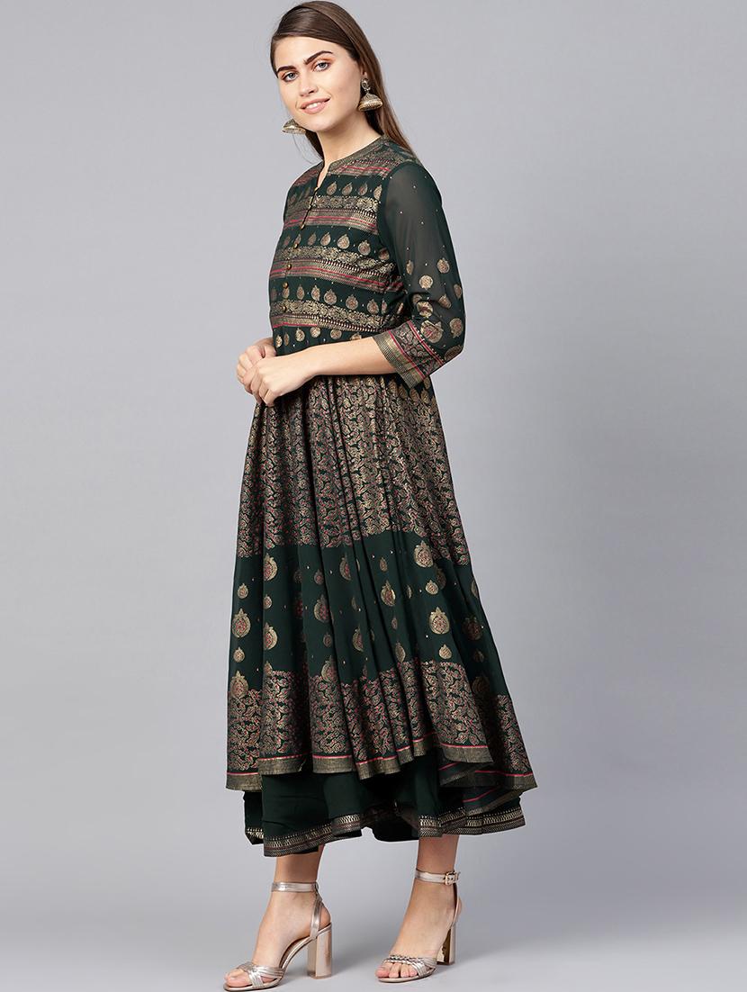 gold print anarkali ethnic dress - 16599586 -  Standard Image - 1