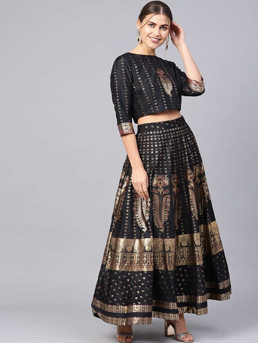 foil printed flared lehenga choli