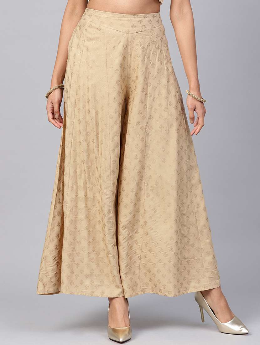 foil print flared palazzo
