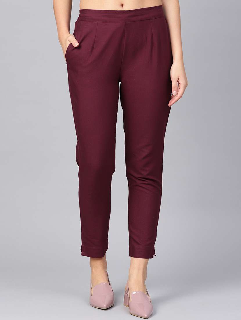 solid straight tapered pant