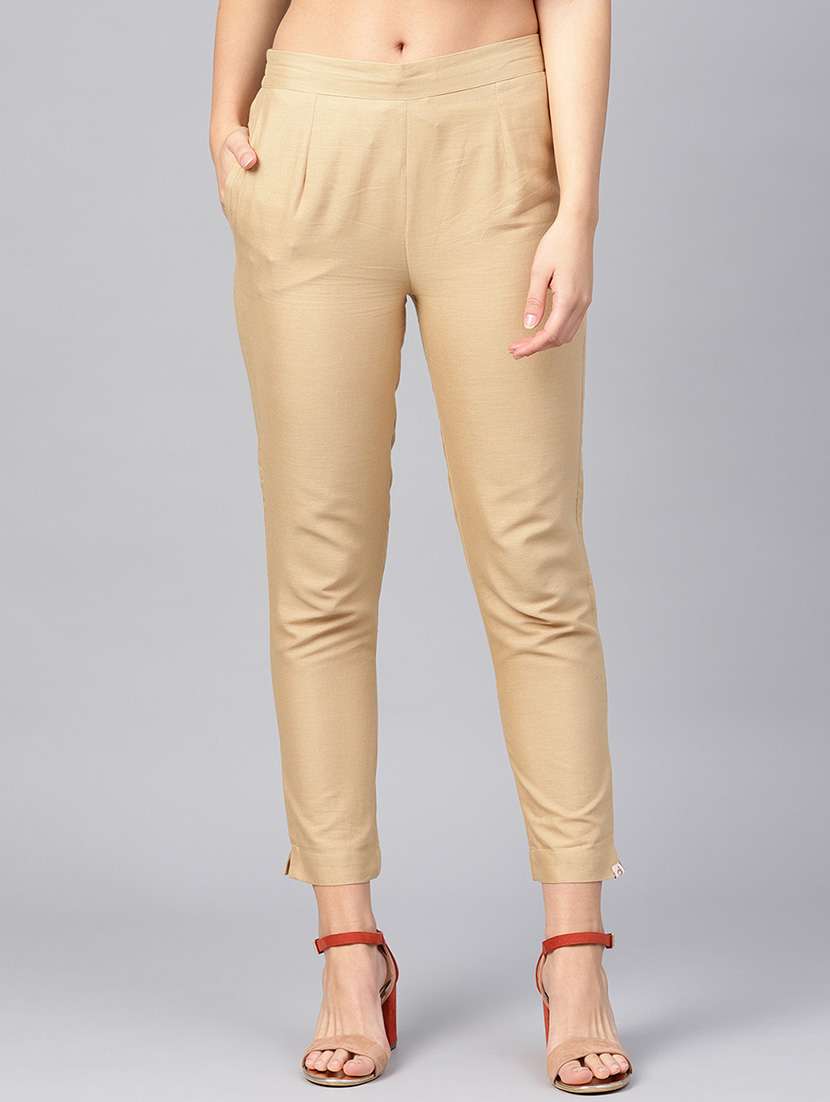 solid straight tapered pant