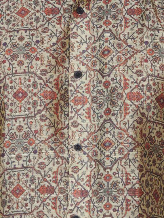 Brown Silk Blend Printed Long Kurta